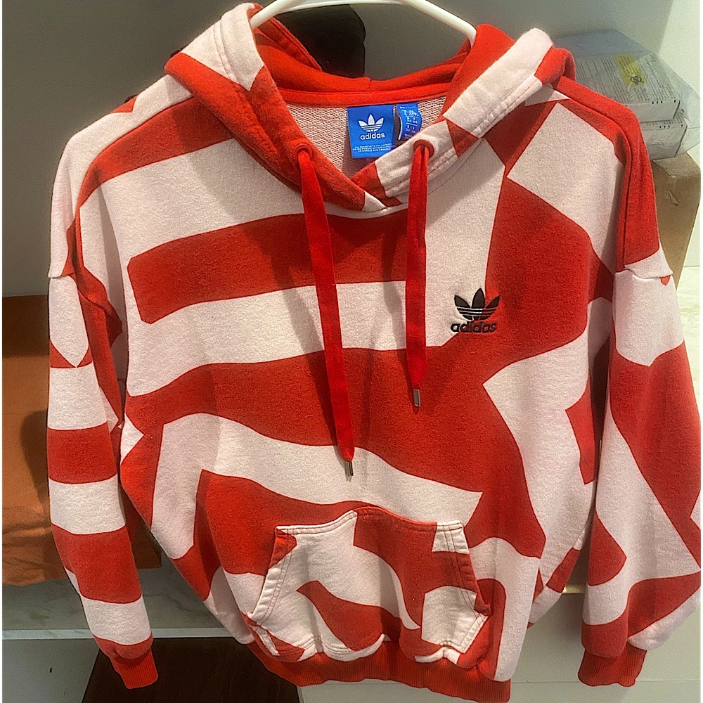 Adidas red and white hoodie. Size XS